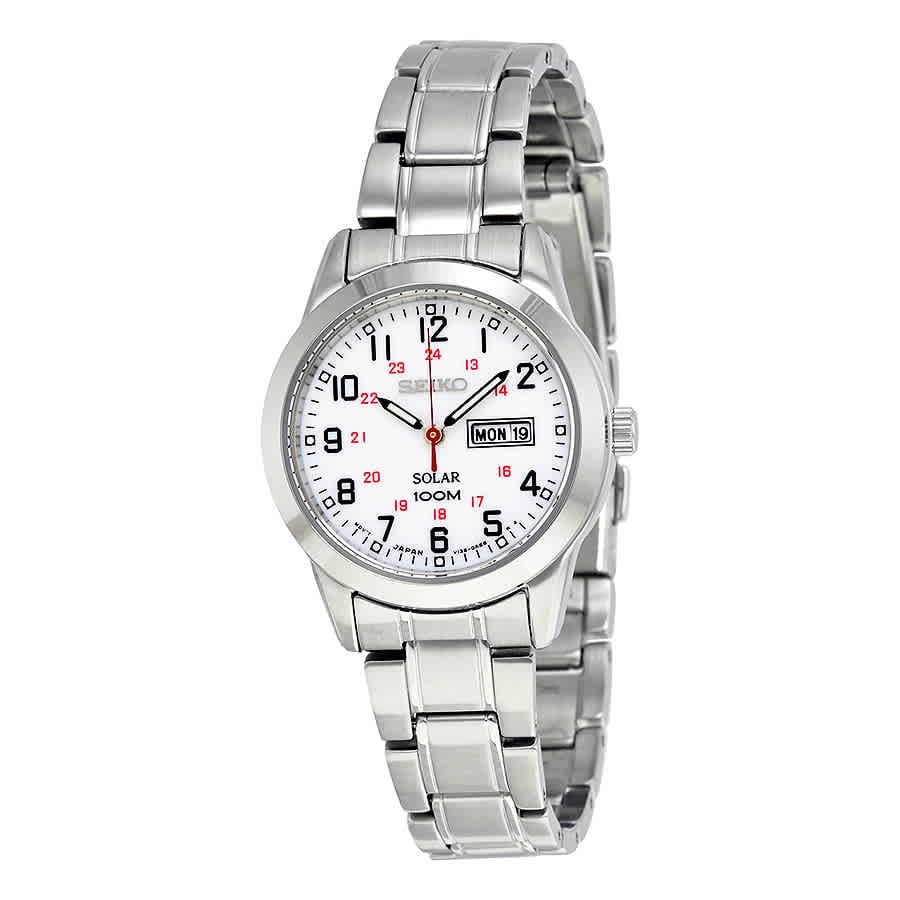 Seiko Women's SUT167 Solar White Dial Stainless Steel Bracelet Watch