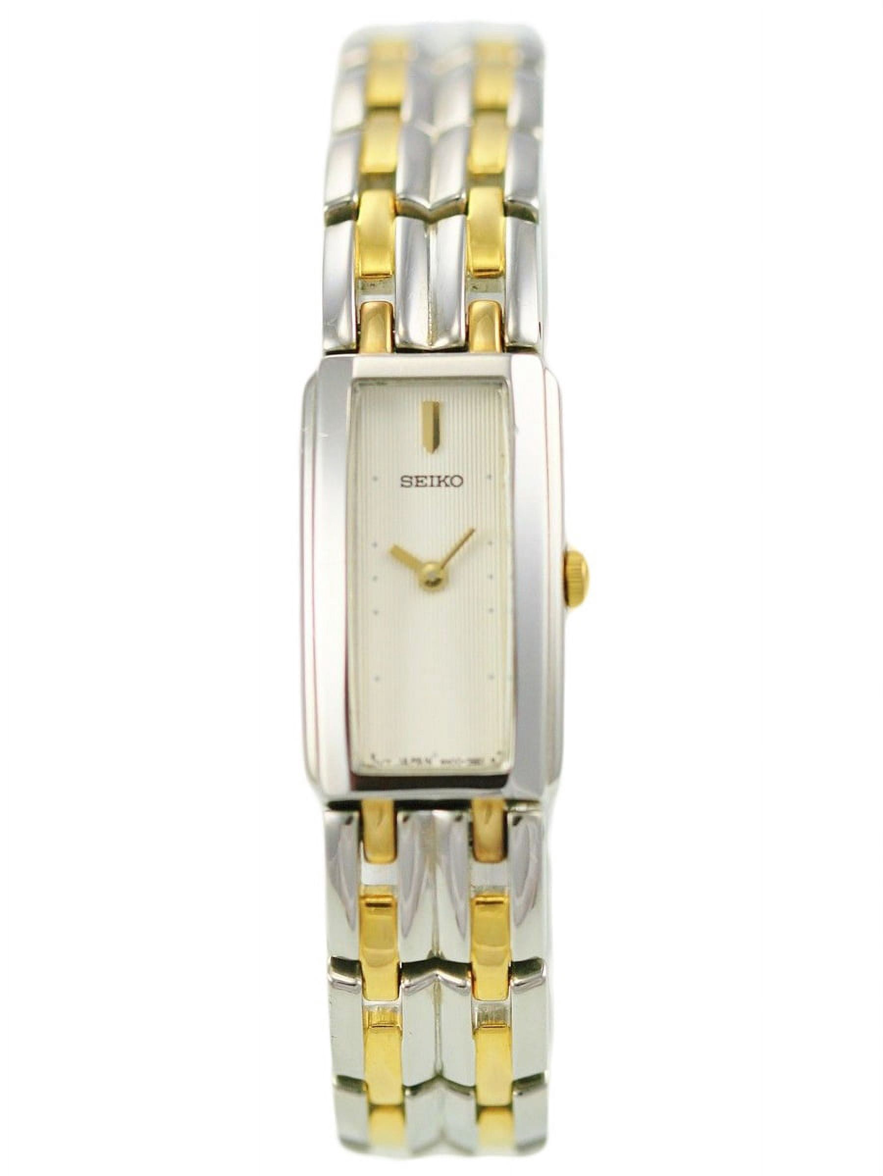 Seiko Ladies Watch Two-Tone Bracelet White Rectangular Dial Gold Hands Markers Seiko – Essentials Collection Two-Tone Rectangle Quartz 22.2  main image 4