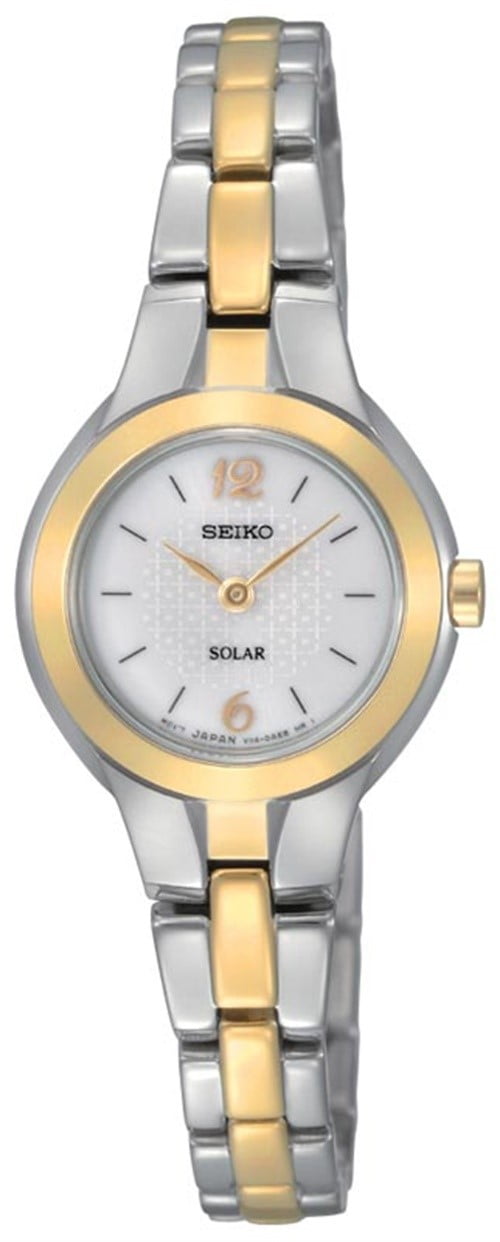 Seiko Women's Two Tone Stainless Steel Bracelet Analog Watch, White Dial (SUP024)