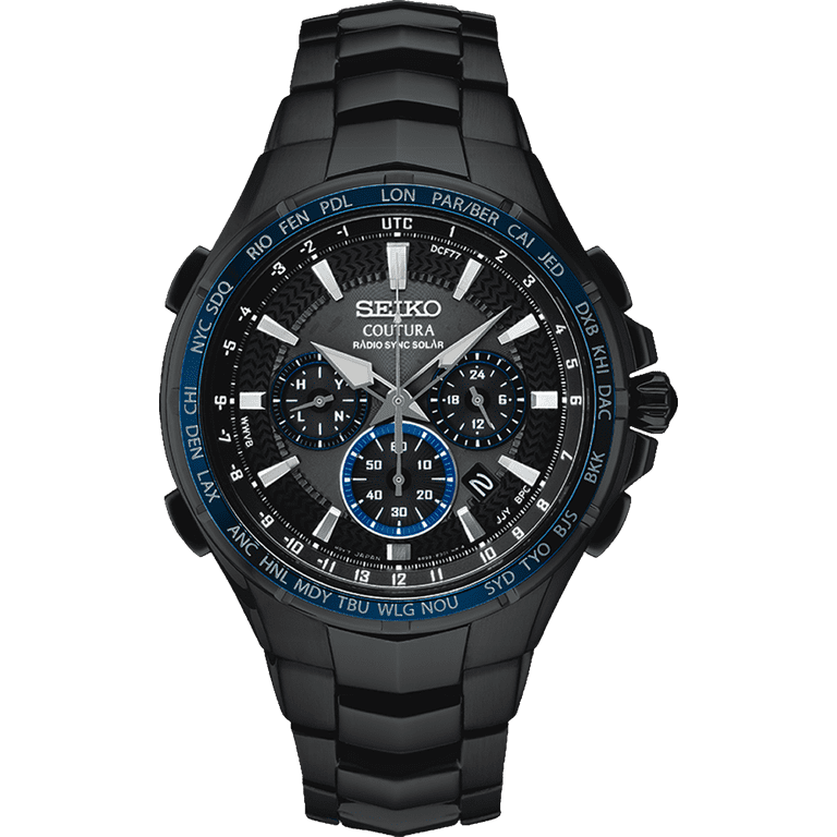 Seiko World Time Chronograph Black Dial Men's Watch SSG021