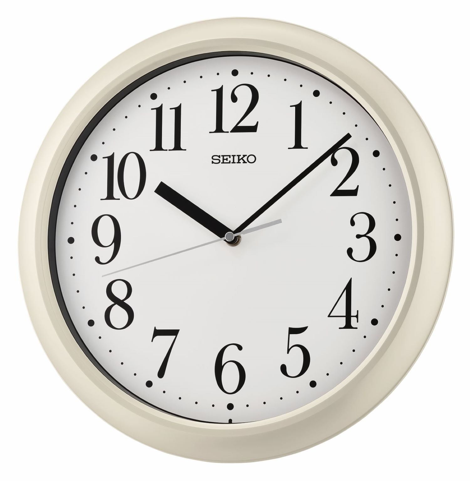 SEIKO 12 Inch Round Wood Classic Wall Clock, White,Brown