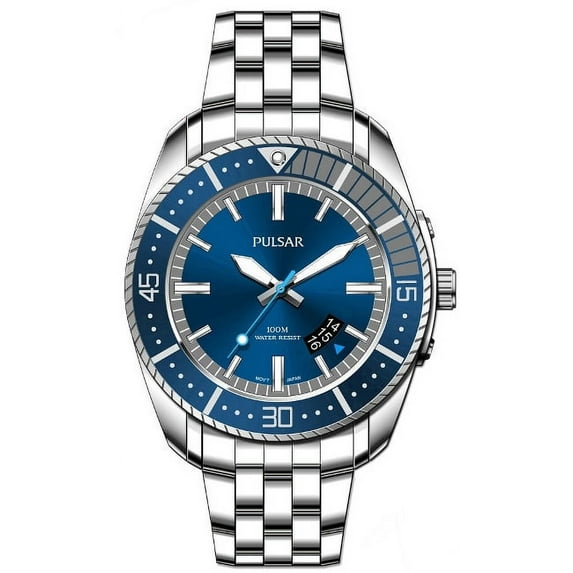 Seiko by Pulsar Men's Analog Display Silver Wristwatch, Silver (PS9319)