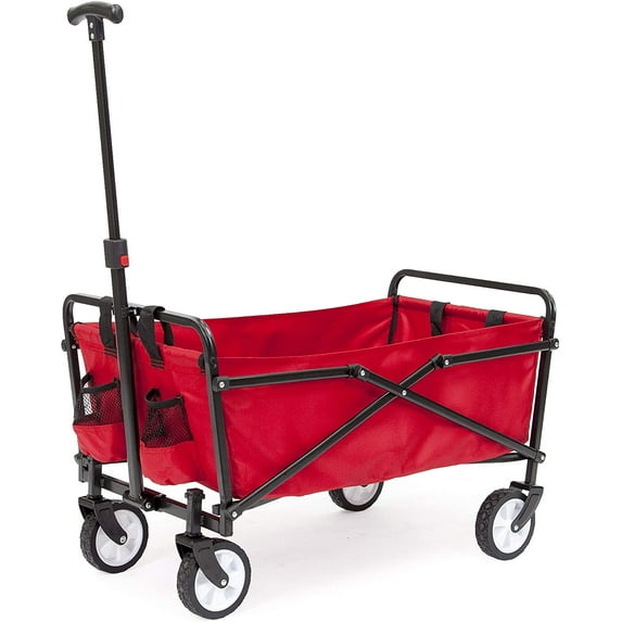 Seina Collapsible Folding Wagon with Straps | Utility Cart, Portable, Lightweight, Fold up, for Groceries, Laundry, Sports, Baseball, Softball, Fishing and Camping