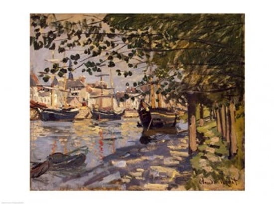 Seine at Rouen 1872 Canvas Art - Claude Monet (36 x 24)