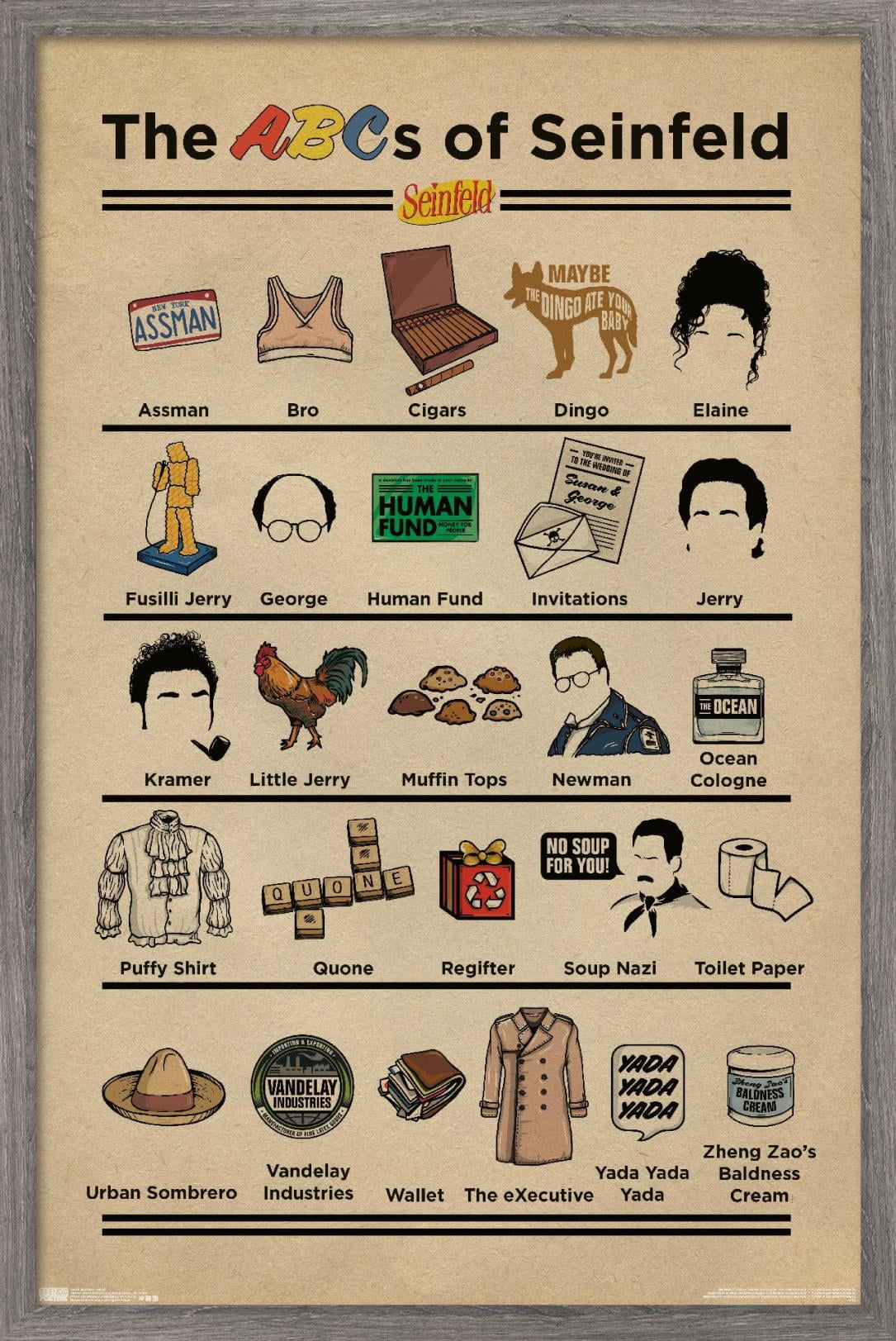 Seinfeld - Abcs Wall Poster, 22.375" x 34", Framed
