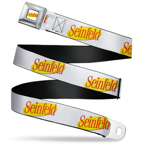 Seinfeld Belt, Seatbelt Buckle Belt, Seinfeld Spotlight Logo White, 32 to 52 Inches