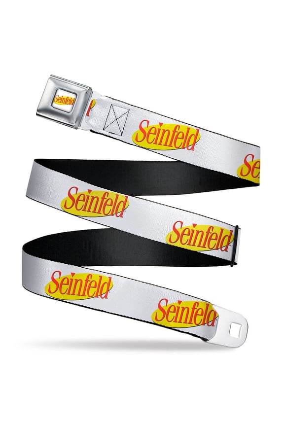 Seinfeld Belt, Seatbelt Buckle Belt, Seinfeld Spotlight Logo White, Youth 20 to 36 Inches