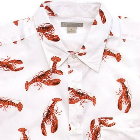 Seinfeld Cosmo Kramer Lobster Cabana Vacation Button Down Shirt-Medium