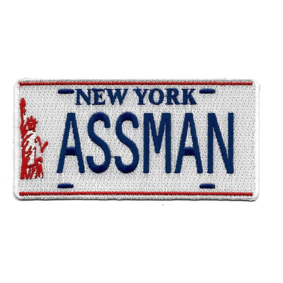 Seinfeld Cosmo Kramer NY Assman License Plate 4.5 Inches Wide Embroidered Patch