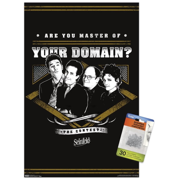 Seinfeld - Domain Wall Poster with Push Pins, 14.725" x 22.375"