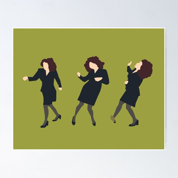 Seinfeld Elaine Dancing Original Green Backdrop Sitcom Comedy Graphic Wall Art, Unframed Poster
