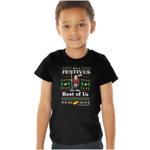Seinfeld Festive Festivus Kids T Shirt (3) for Youth Toddler Boys and Girls, Black