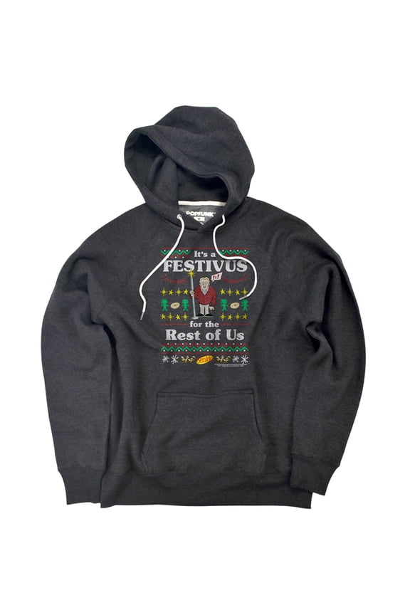 Festive Festivus Unisex Adult Slim Fit Pull-Over Heather Hoodie, Charcoal, Small