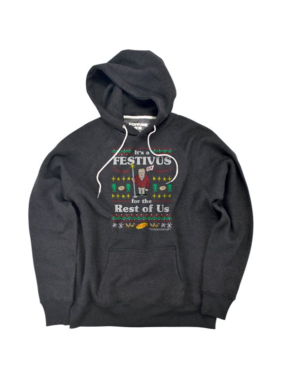 Festive Festivus Unisex Adult Slim Fit Pull-Over Heather Hoodie, Charcoal, Small