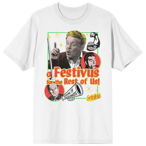 Seinfeld Festivus Collage Celebration Men's White T-shirt-Medium