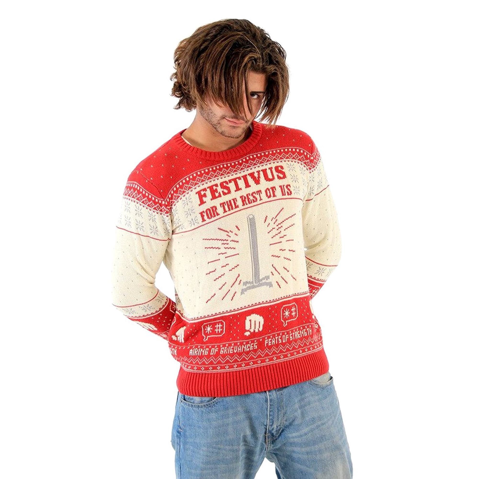 Seinfeld Festivus For The Rest Of Us Pole Cream Ugly Christmas Sweater -  Walmart.com