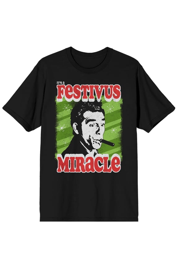 Seinfeld Festivus Miracle Men's Black Tshirt-4XL
