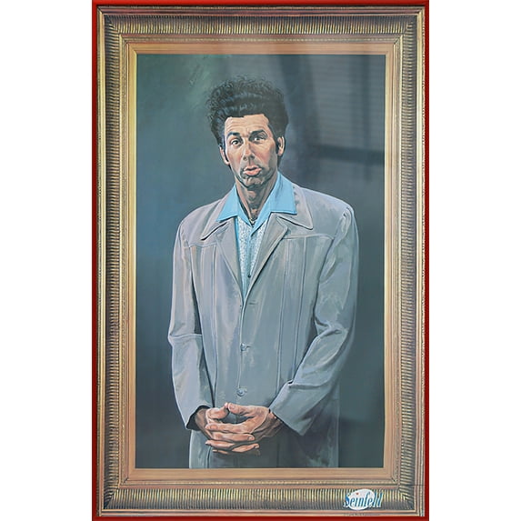Seinfeld - Framed TV Show Poster (The Kramer - Cosmo Kramer - Art Portrait) (Size: 25" X 37") (Red Plastic Frame)