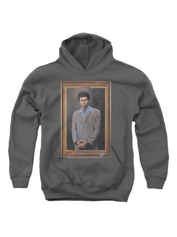 Seinfeld Kramer Portrait Kids Pull-Over Hoodie (X-Large) for Youth Boys and Girls, Charcoal