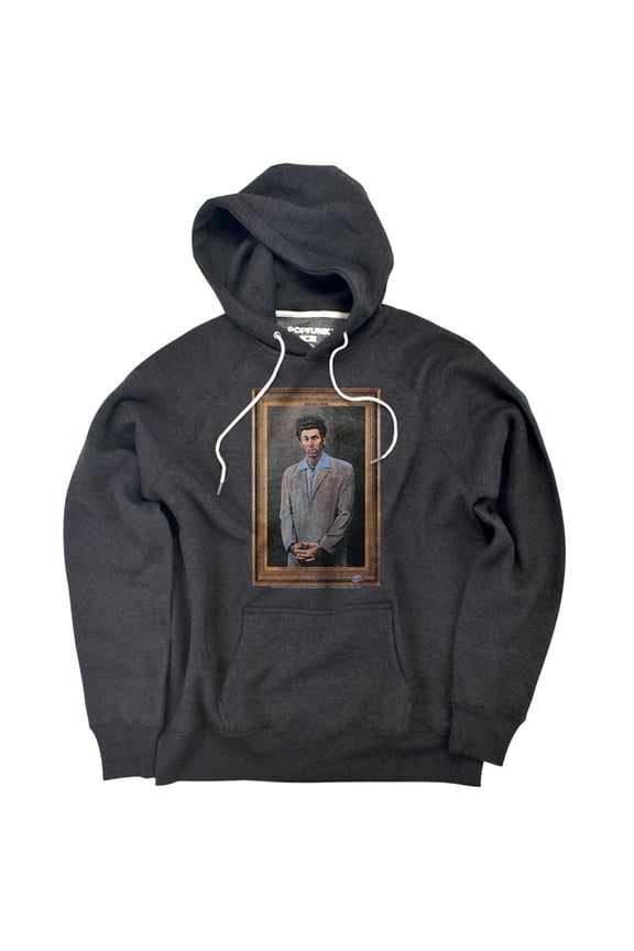 Kramer Portrait Unisex Adult Slim Fit Pull-Over Heather Hoodie, Charcoal, Small