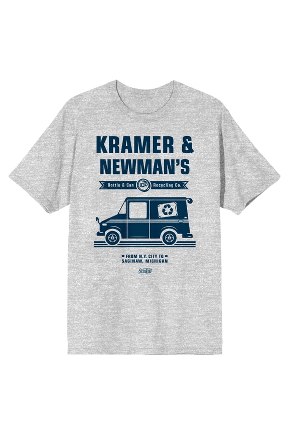 Seinfeld Kramer and Newman's Bottle & Can Recycling Co. Men's Athletic Heather Gray T-Shirt-XL