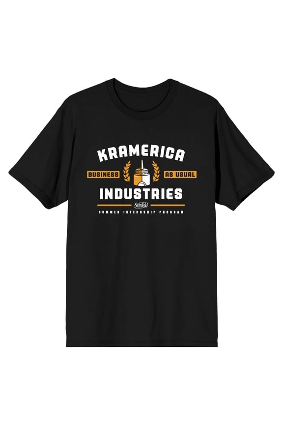 Seinfeld Kramerica Business as Usual Men's Black Graphic Tee-Medium