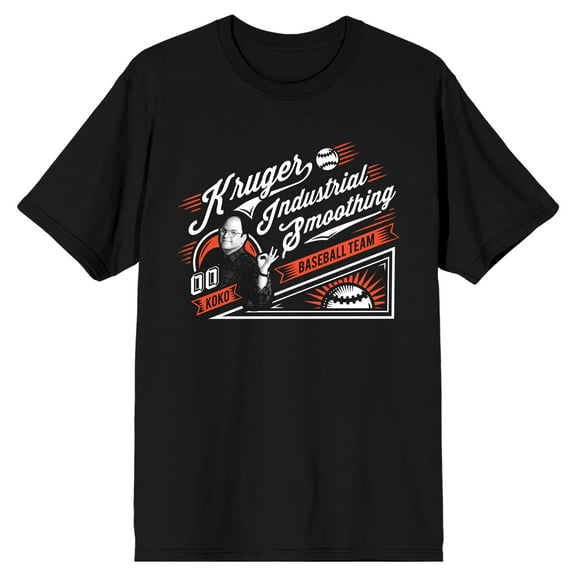 Seinfeld Kruger Industrial Smoothing Baseball Team Men's Black T-Shirt-3XL