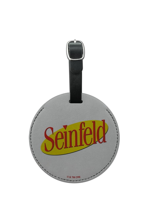 Seinfeld Logo Round Leather Luggage Card Suitcase Carry-On ID Tag