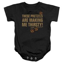 Seinfeld Pretzels Thirsty Unisex Infant Snap Suit for Baby (6 Months) Black