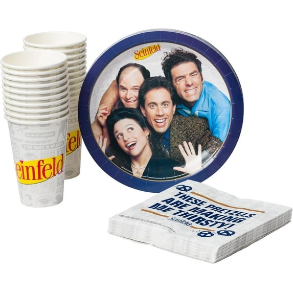 Silver Buffalo Seinfeld TV Series 60 Pack Partyware Disposable Paper Plates, Napkins, and Cups