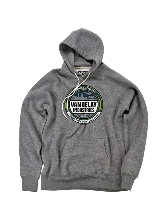 Vandelay Logo Unisex Adult Slim Fit Pull-Over Heather Hoodie, Athletic Heather, Small