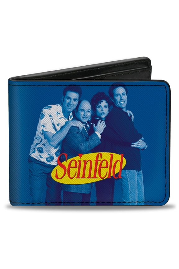 Seinfeld Wallet, Bifold, Seinfeld Group Pose A Show About Nothing Quote Blues Yellow, Vegan Leather