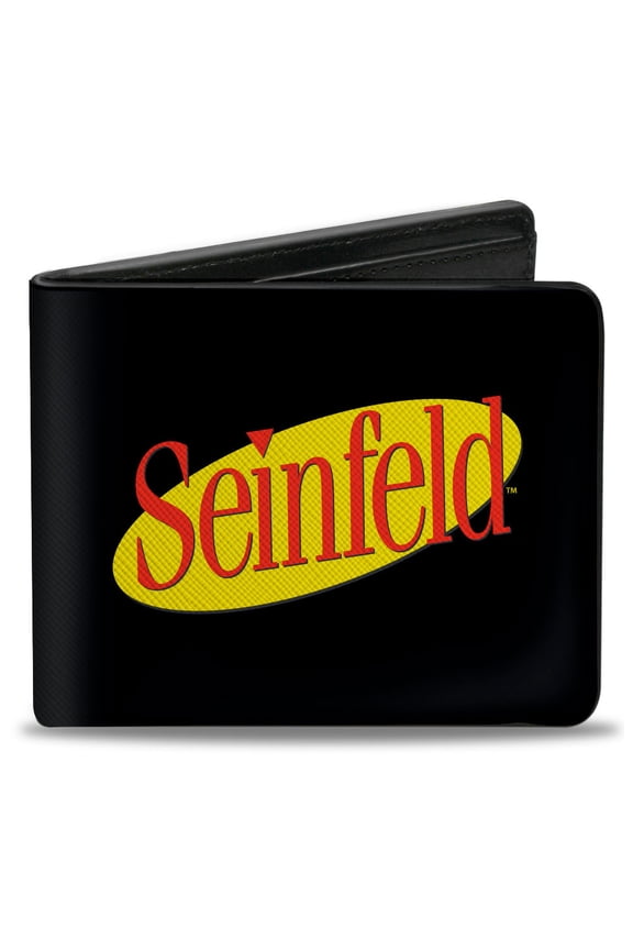 Seinfeld Wallet, Bifold, Seinfeld Spotlight Logo Black Yellow Red, Vegan Leather