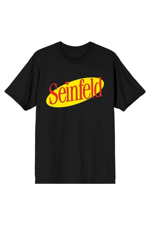 Seinfeld Yellow Oval Shaped Logo Men's Black T-Shirt-Small