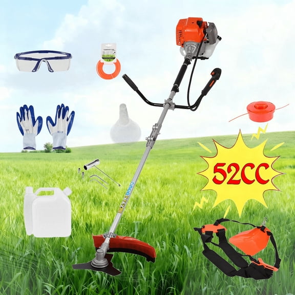 Seipouy 2025 New Gas Weed Trimmer, 2 in 1 Cordless Lawn Mower,2-Stroke Gas Hedge Trimmer,52CC Weed Trimmer, Multi-Functional Trimming Tool for Outdoor Grass and Garden Bush