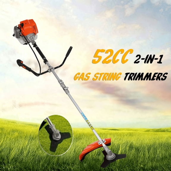 Seipouy 2025 Upgraded Weed Wacker, 52CC Gas Powered Weed Eater, 2 in 1 Gas String Trimmer and Grass Cutter with 3 Teeth Brush Cutter Blade, Lightweight Hedge Trimmer Edger Lawn Tool for Garden Yard