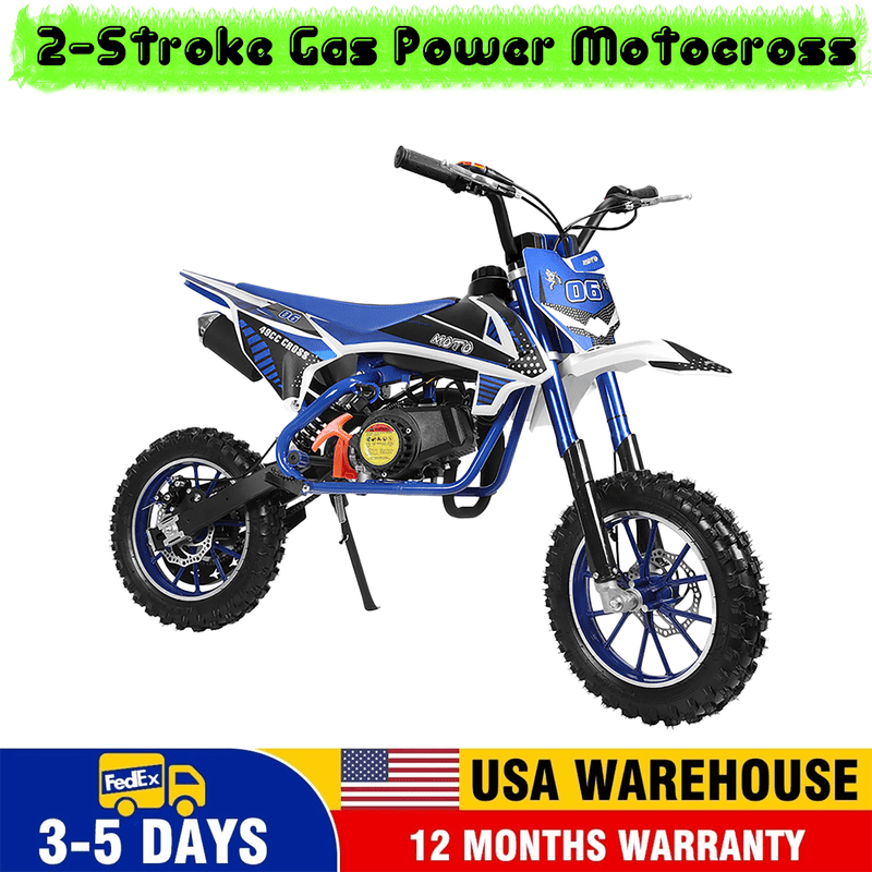 Seipouy 49CC 2-Stroke Kids Dirt Bike, Upgraded Gas Dirt Bike for Kids 8-14, Gas Power Motocross, Off Road Mini Motorcycle, Pocket Motorbike with Dual Disc Brakes, Summer Outdoor Adventure Toys