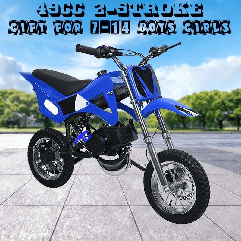 Seipouy 49CC Kids Dirt Bike,2-Stroke Gas Power Motocross Bike,Pit Bikes Motocross,Off Road Gas Pocket Motorbike with Front Rear Disc Brakes,Mini Dirtbike,Speeds up to 25 MPH,Max Load 220LBS