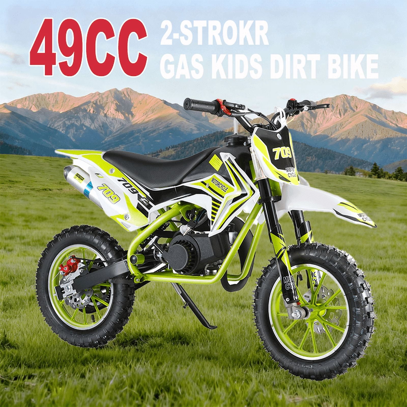 Seipouy 49CC Kids Dirt Bike,2-Stroke Gas Power Motocross Bike,Pit Bikes Motocross,Off Road Gas Pocket Motorbike with Front Rear Disc Brakes,Mini Dirtbike,Speeds up to 20 MPH,Max Load 220LBS