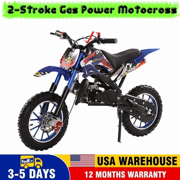 Seipouy 49cc 2-Stroke Gas Dirt Bike Motorcycle,Kids Mini Motocross,Children Pocket Pit Motorbike,Off Road Motorcycle Shock Absorption Springs Soft Seat Cushion,Speeds Up to 40KM/H
