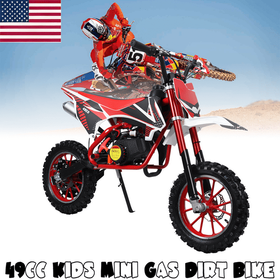 Seipouy 49cc 2-Stroke Gas Dirt Bike Motorcycle,Kids Mini Motocross,Children Pocket Pit Motorbike,Off Road Motorcycle Shock Absorption Springs Soft Seat Cushion,Speeds Up to 40KM/H