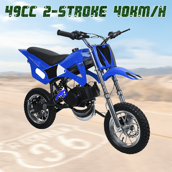 Seipouy 49cc 2-Stroke Kids Dirt Bike, Gas Powered Motocross Kids Mini Motorcycle, Off-Road Motorbike with Front & Rear Disc Brakes, Pull Start, 10-inch Anti-Slip Tires Mini Pocket Motorcycle 40KM/H