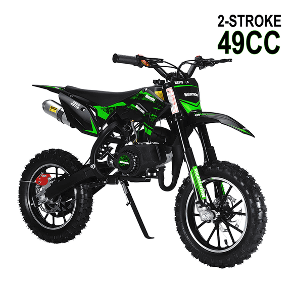 Seipouy 49cc 2-Stroke Kids Dirt Bike, Gas Powered Off Road Mini Motorcycle Children Pocket Motorbike, Pull Start Youth Dirt Bike with Front Rear Disc Brakes & Shock Absorption Seat