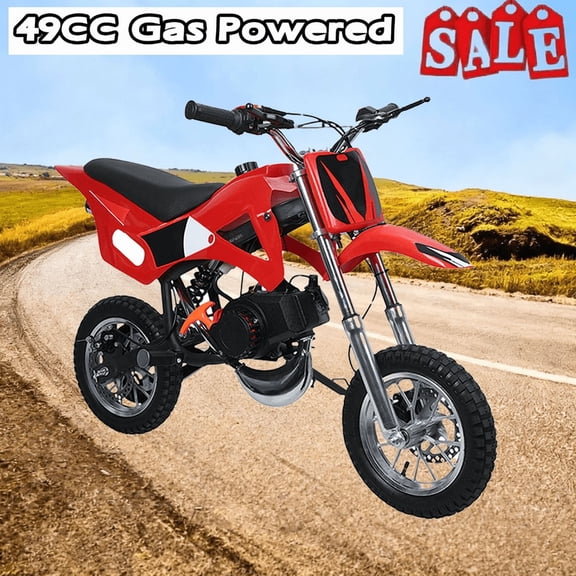 Seipouy 49cc 2-Stroke Kids Dirt Bike,Mini Dirt Bike,Dirt Bike for Kids 8-14,Gas Power Pocket Rocket Bike,Gas Motorcycle with Front Rear Disc Brakes,Off Road Mini Motorcycle Max Load 220LBS