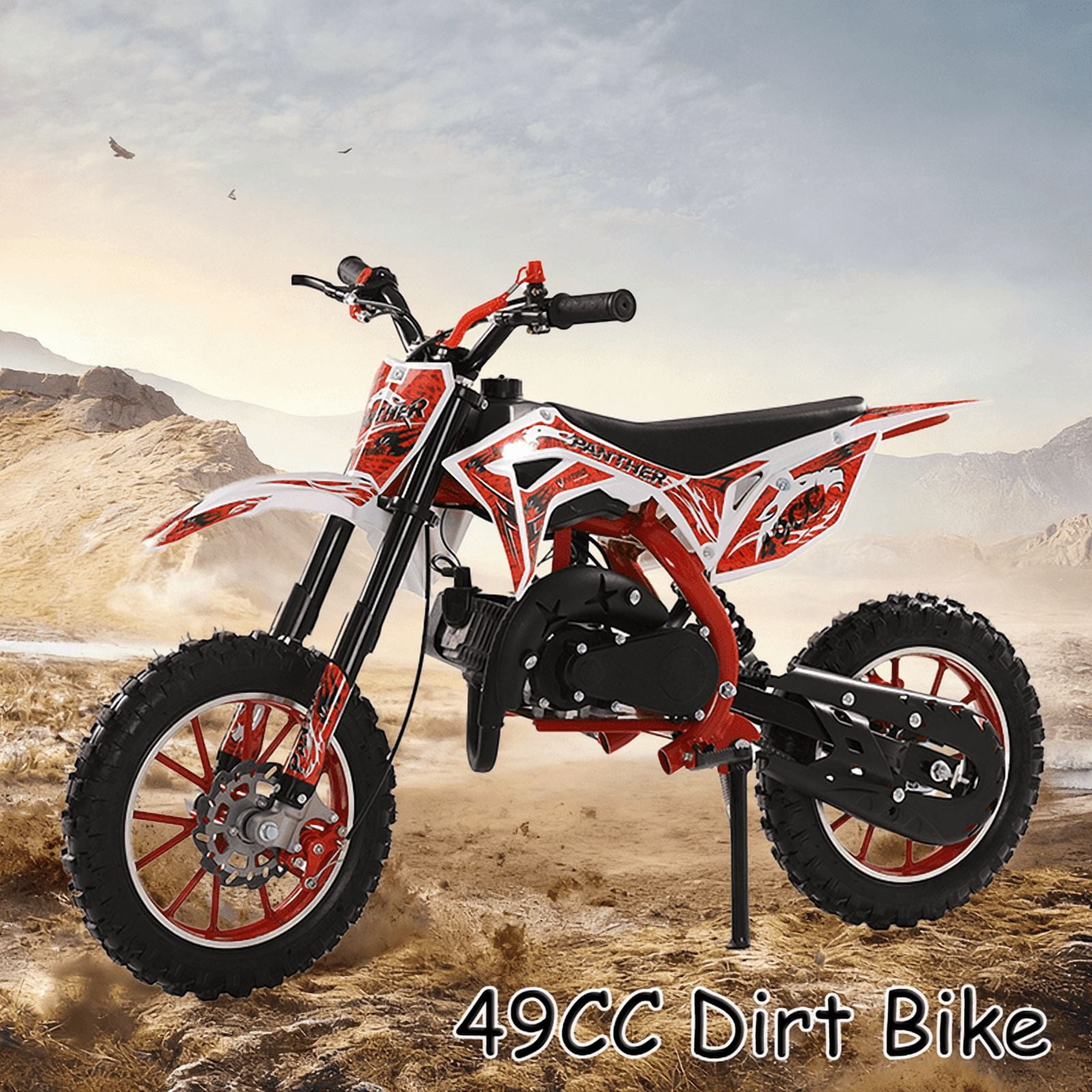 Seipouy 49cc 2-Stroke Kids Dirt Bike,Mini Dirt Bike,Dirt Bike for Kids 8-14,Gas Power Pocket Rocket Bike,Gas Motorcycle with Front Rear Disc Brakes,Off Road Mini Motorcycle Max Load 220LBS