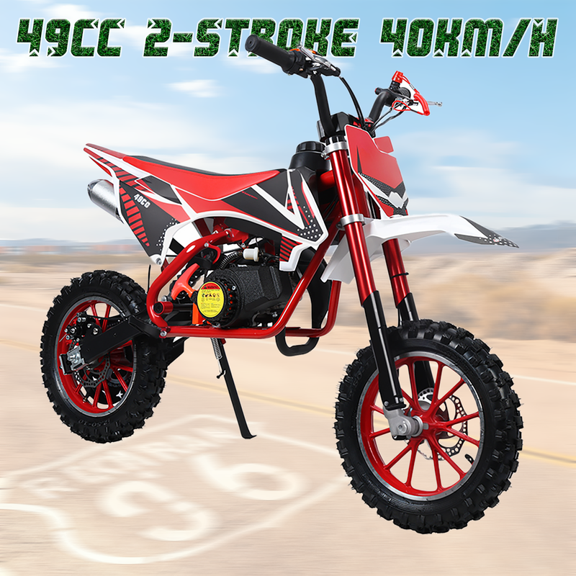 Seipouy 49cc 2-Stroke Kids Dirt Bike | Pro Gas Pocket & Power Motorcycle | Off-Road 10" Tire | Inverted Hydraulic Shock Absorption | Easy Pull Start