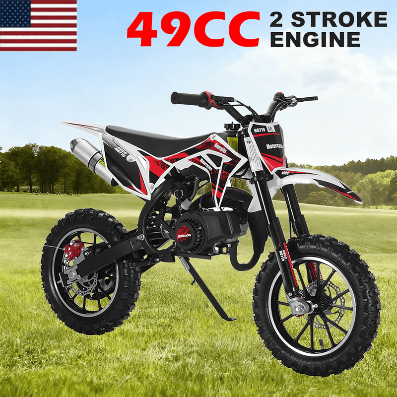 Seipouy 49cc Dirt Bike, 2 Stroke Dirt Bike for Kids, Off-Road Mini Motorcycle, Kids Dirt Bike Max Load 220LBS, Gas Power Pocket Rocket Bike, Dirt Bike Gas Powe with Improved Disc Brakes