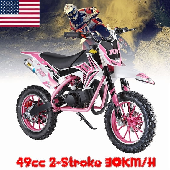 Seipouy 49cc Kids Dirt Bike, Dirt Bike for Kids, Mini Bike with 2-Stoke, Gas Power Motocross, Off Road Mini Motorcycle, Pocket Motorbike with Front Rear Disc Brakes, Racing Max Speed 30KM/H