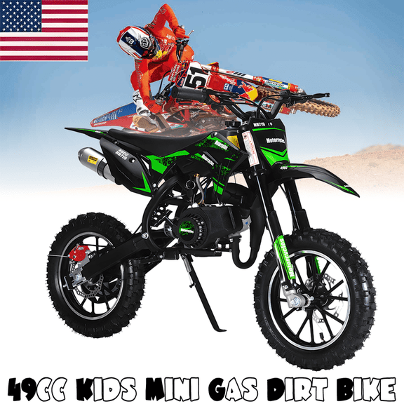 Seipouy 49cc Kids Dirt Bike, Dirt Bike for Kids, Mini Bike with 2-Stoke, Gas Power Motocross, Off Road Mini Motorcycle, Pocket Motorbike Gas Bike Load 220LBS