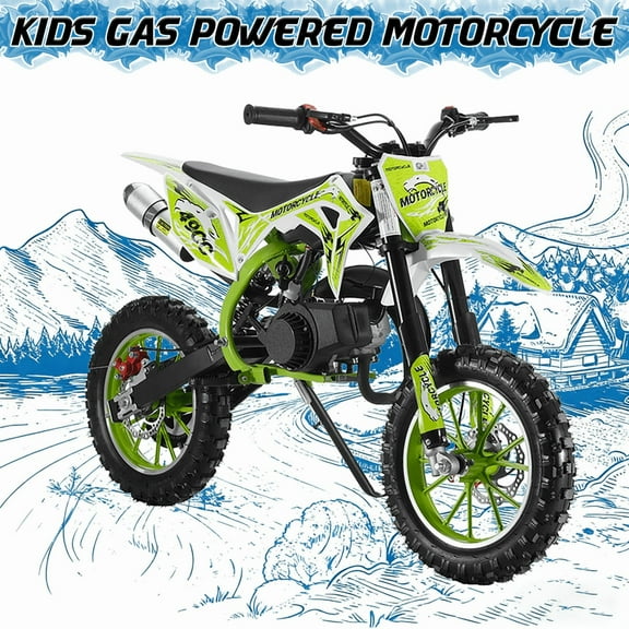 Seipouy 49cc Kids Dirt Bike,Mini Bike Gas Power 2-Stroke Off Road Dirtbike with Dual Disc Brakes Shock Absorbing Soft Seat Cushion,Pocket Motocross Motorcycle for Kids 6-14 Speeds Up to 25 MPH